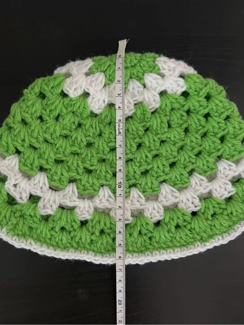 Green and White Crochet Bucket Hat for women - Handmade Knit Accessory